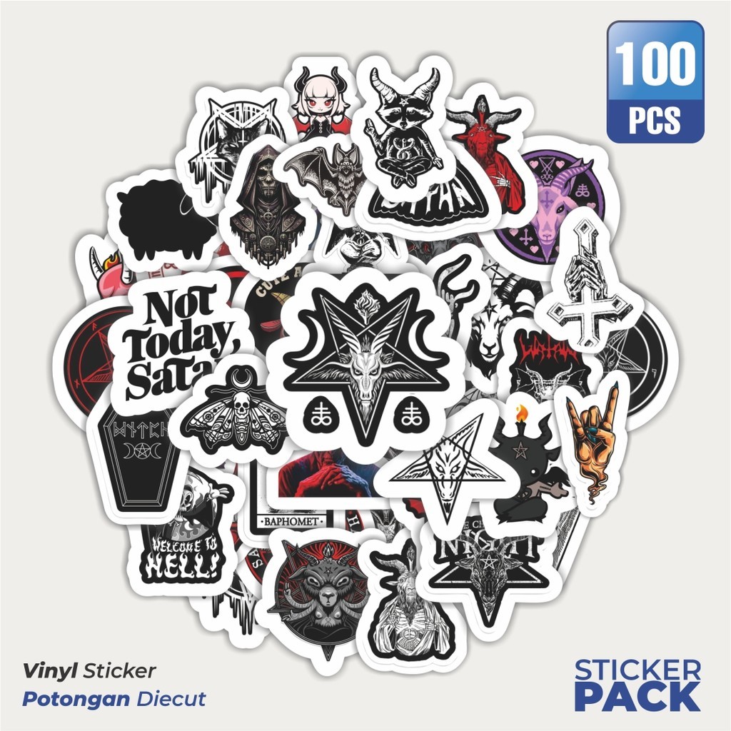 

Stiker Vinyl Stiker Lambang Satanic Waterproof Aesthetic- Untuk Laptop, Motor, dan Helm - Paper Stationery Pack