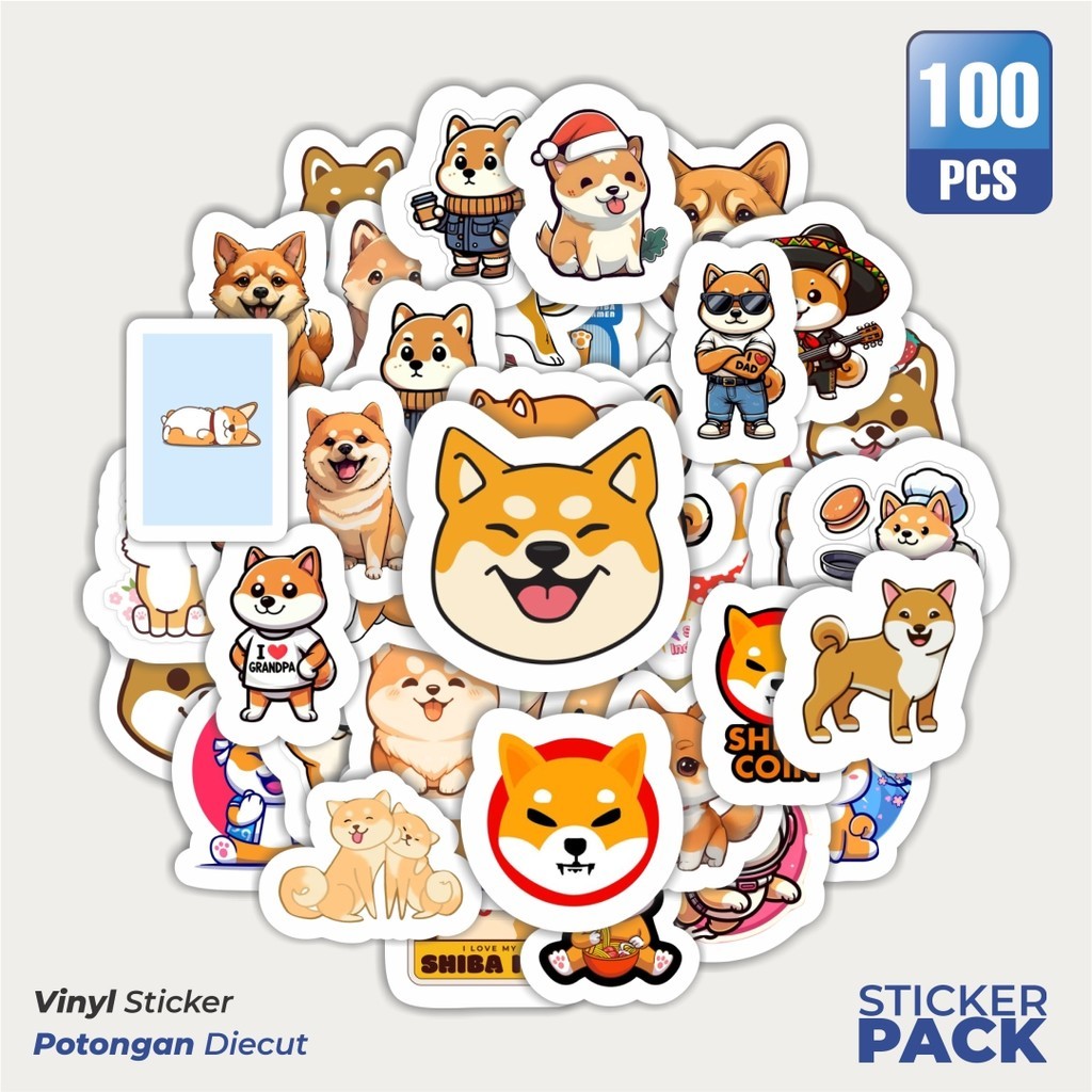 

Stiker Vinyl Stiker Hewan Shiba Corgi Waterproof Aesthetic- Untuk Laptop, Motor, dan Helm - Paper Stationery Pack
