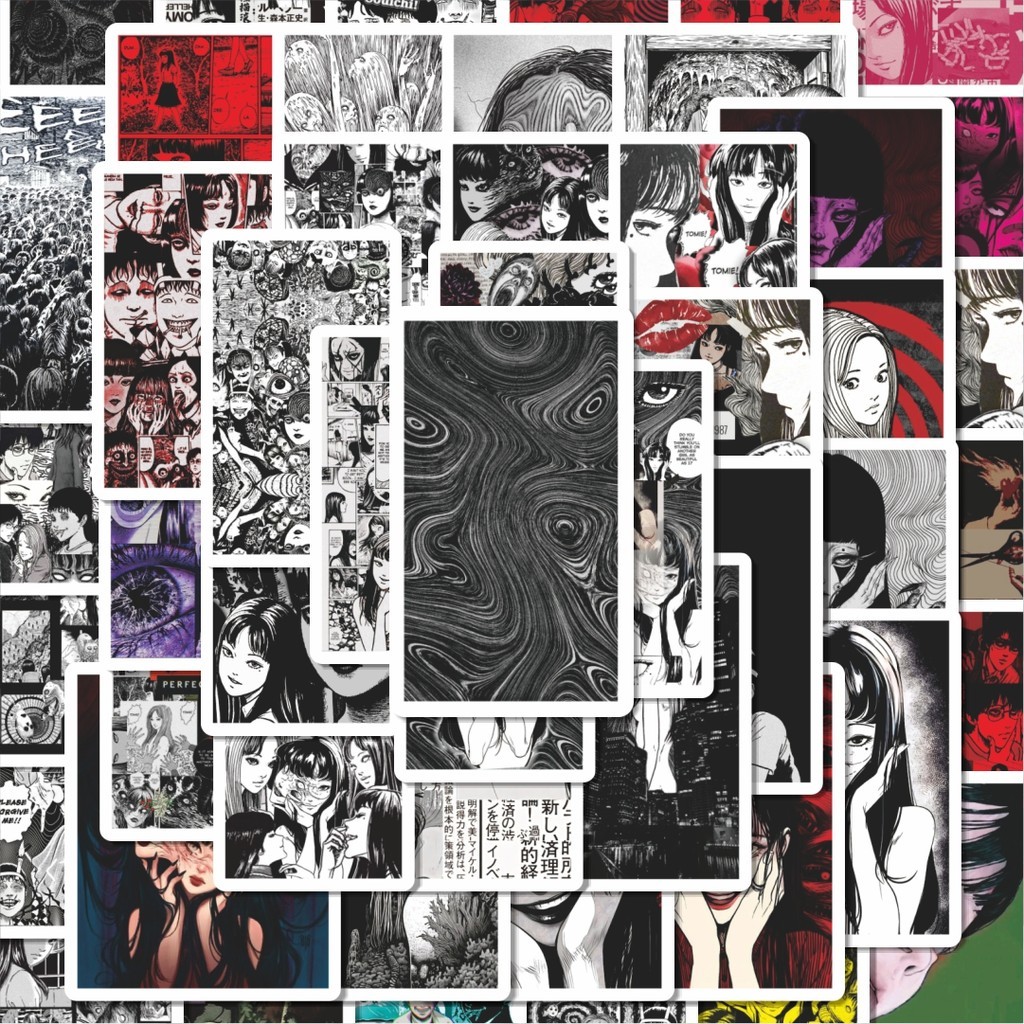 

100PCS Lucu Stiker Anime Horor Junji Ito Collection Stiker Aesthetic Stiker Anti Air Stikers Berperekat Waterproof sticker decal buat Motor Helm Buku Journal Koper Casing HP Laptop Botol Minum Hadiah anak