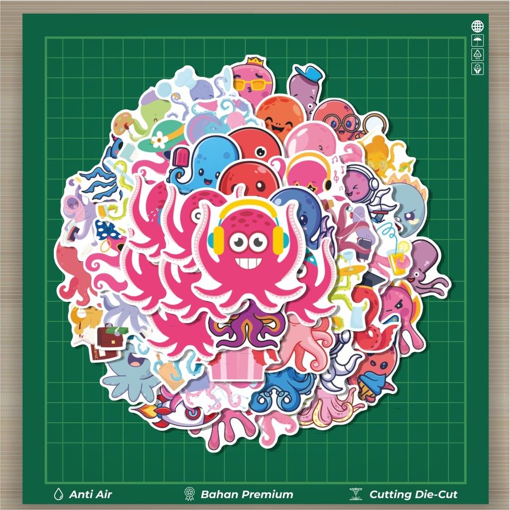 

HOT 50 PCS STIKER Hewan Gurita Stiker Fashion Cars Decal Dingin Kartu Album Custom Vinyl Anti Air- Sticker Aesthetic Buku Journal Koper Casing HP Tablet Laptop Helm Motor Botol Minum
