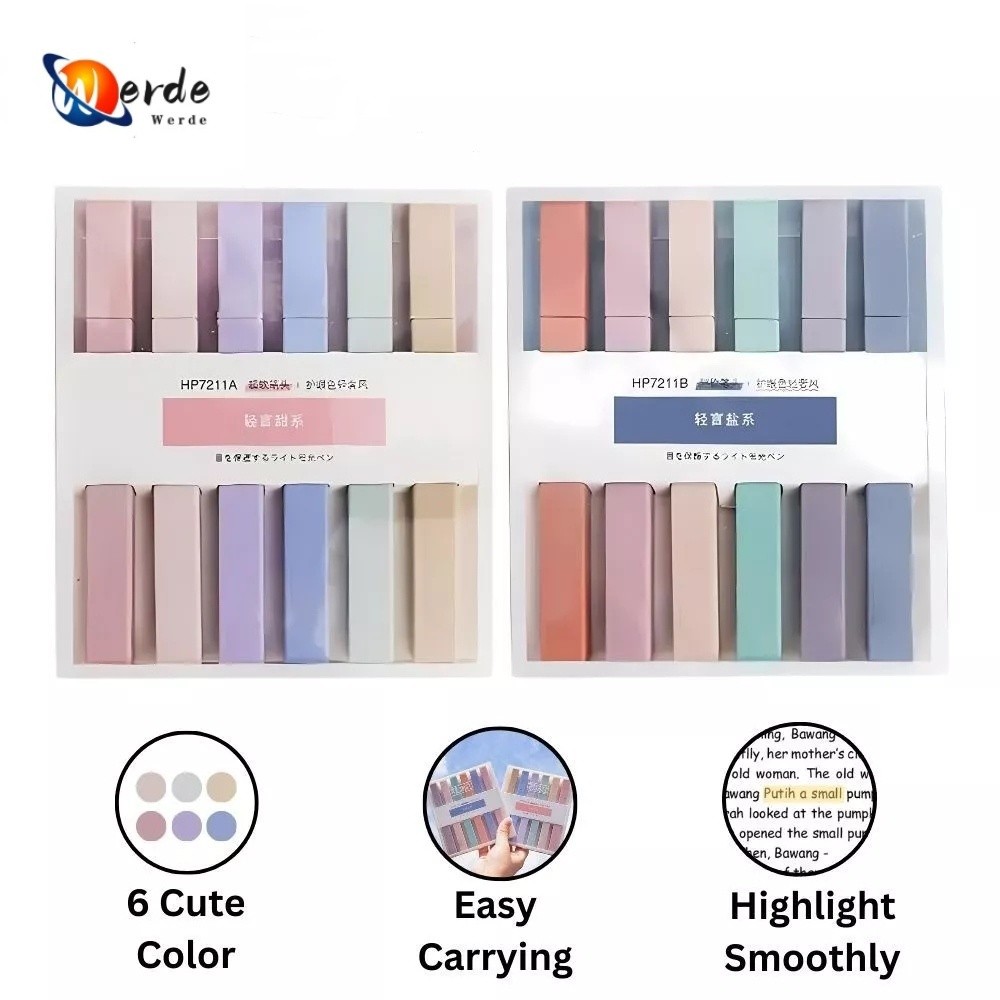 

KlikIniAja 6PCS/Set Stabilo Pastel Warna Kepala Ganda Lucu Highlighter Warna Morandi Kapasitas Besar Untuk Stationery