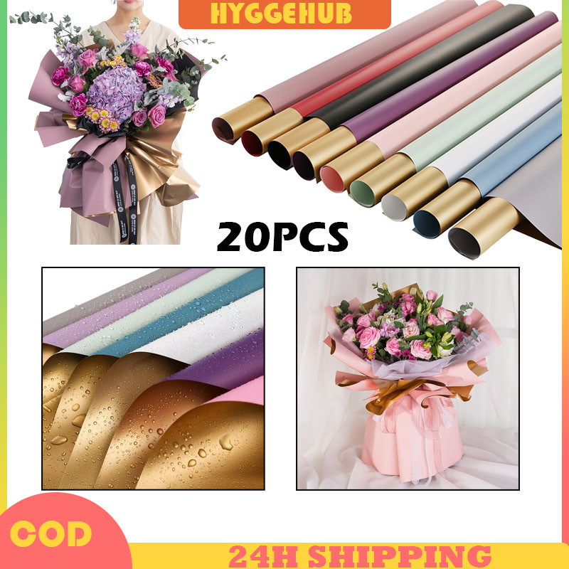 

Flower Wrapping Cellophane 2 Warna Gold Solid Waterproof Buket Bunga Cellophane Florist