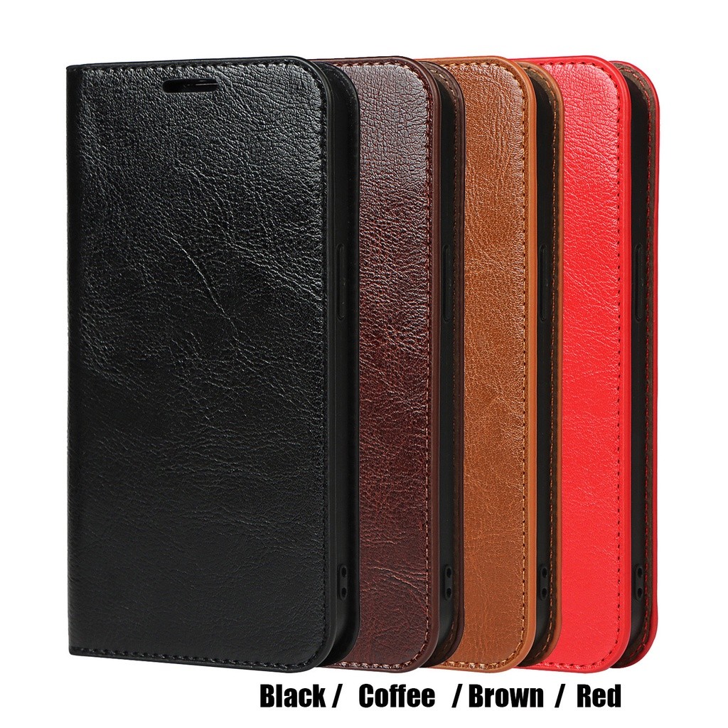 100% Kasus Telepon Kulit Asli untuk iPhone 16 15 14 13 12 Pro Max Plus Dompet dengan Penutup Pemegan