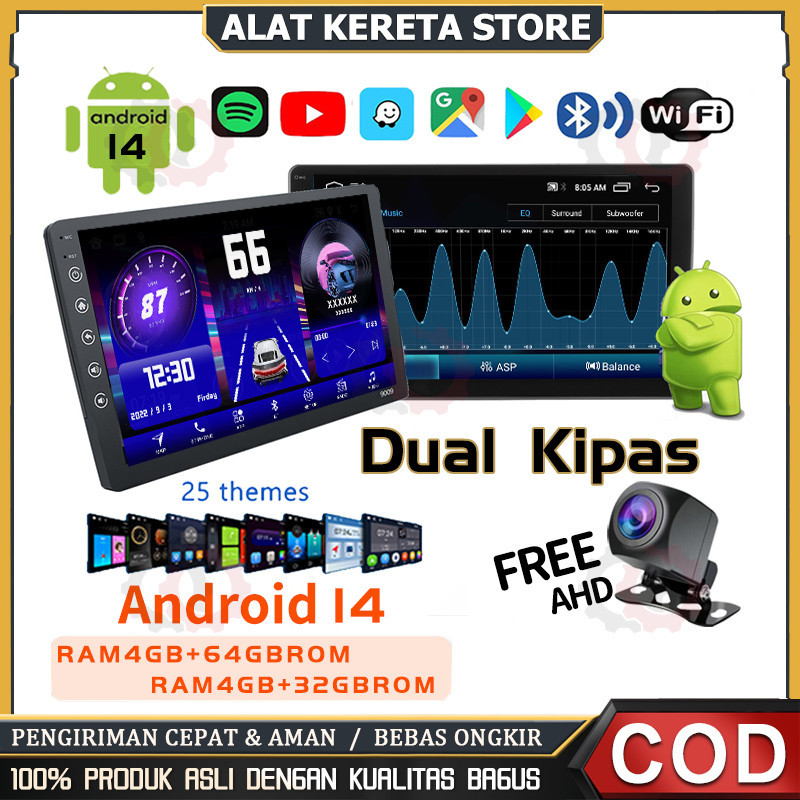 Dual Kipas 8g+128g Ips Screen Head Unit 7/9/10 Inch Car Android 14 Navigasi Untuk Toyota Daihatsu Mi