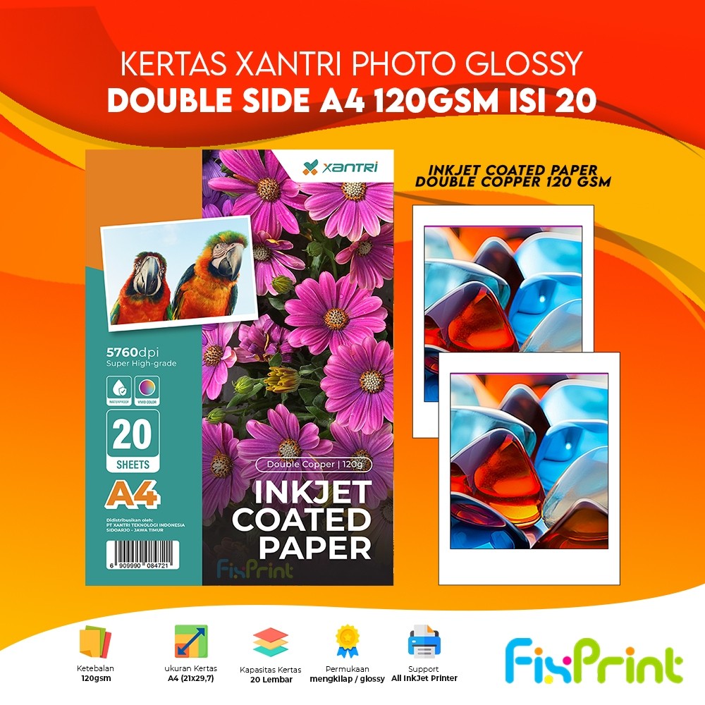 

Paper Xantri Foto Glossy 120gsm / 200gsm / 230gsm / 240gsm / 260gsm Double Side Photo Kertas Mengkilap One Side A4 20 Lembar