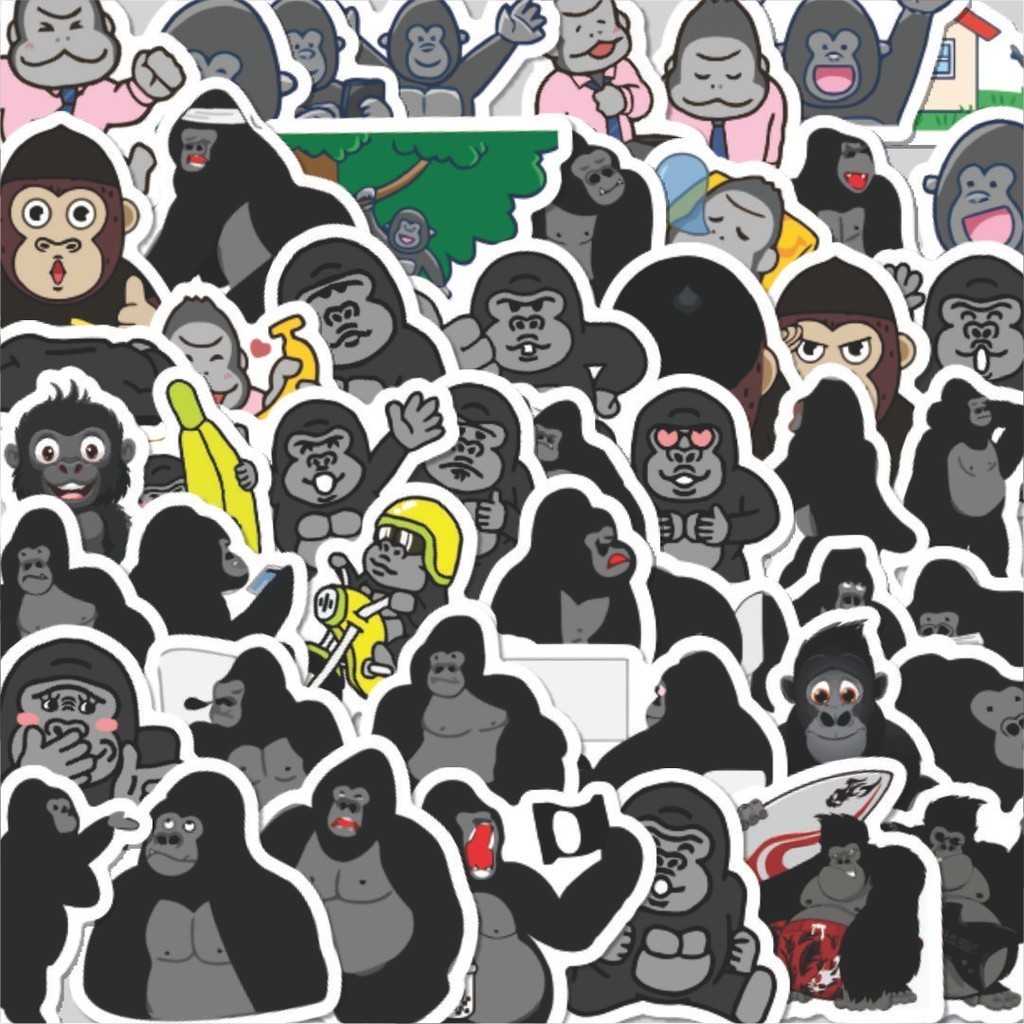 

Stiker Cutting Pack Stiker Hewan Gorila Isi 100Pcs Series Aesthetic Lucu Keren Untuk Koper Bahan Vynil