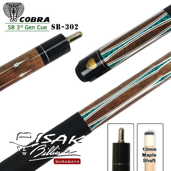 Cobra SB-302 Pool Cue - 13 mm Maple Billiard Stick Stik Biliar by Fury - Stick