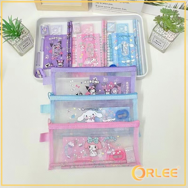 

ORLEE Kotak Pensil Set Jaring Sanrio Cinnamoroll Kuromi Melody Y3512