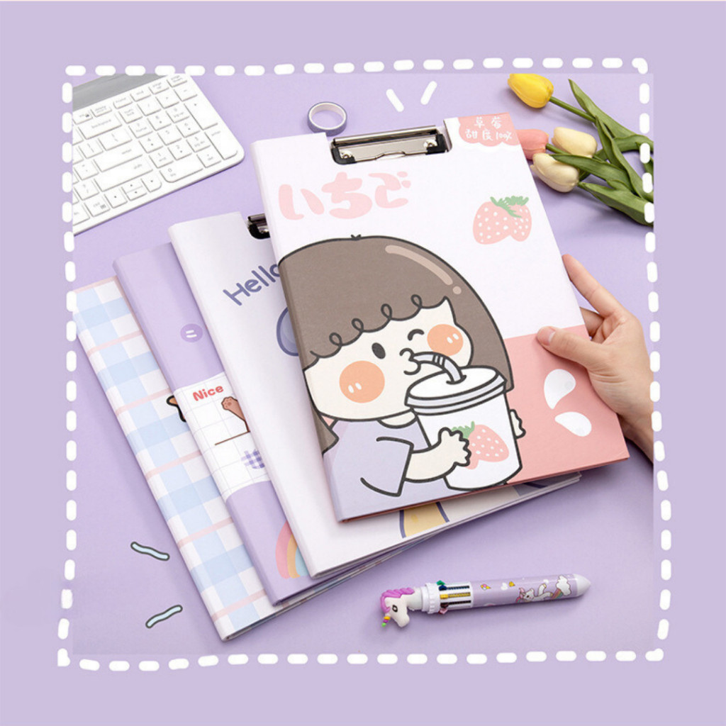 

GOJI Papan Ujian Buka Tutup Papan Jalan Cover Motif Cartoon Cute A4 Lucu Aesthetik Clipboard Estetik MO