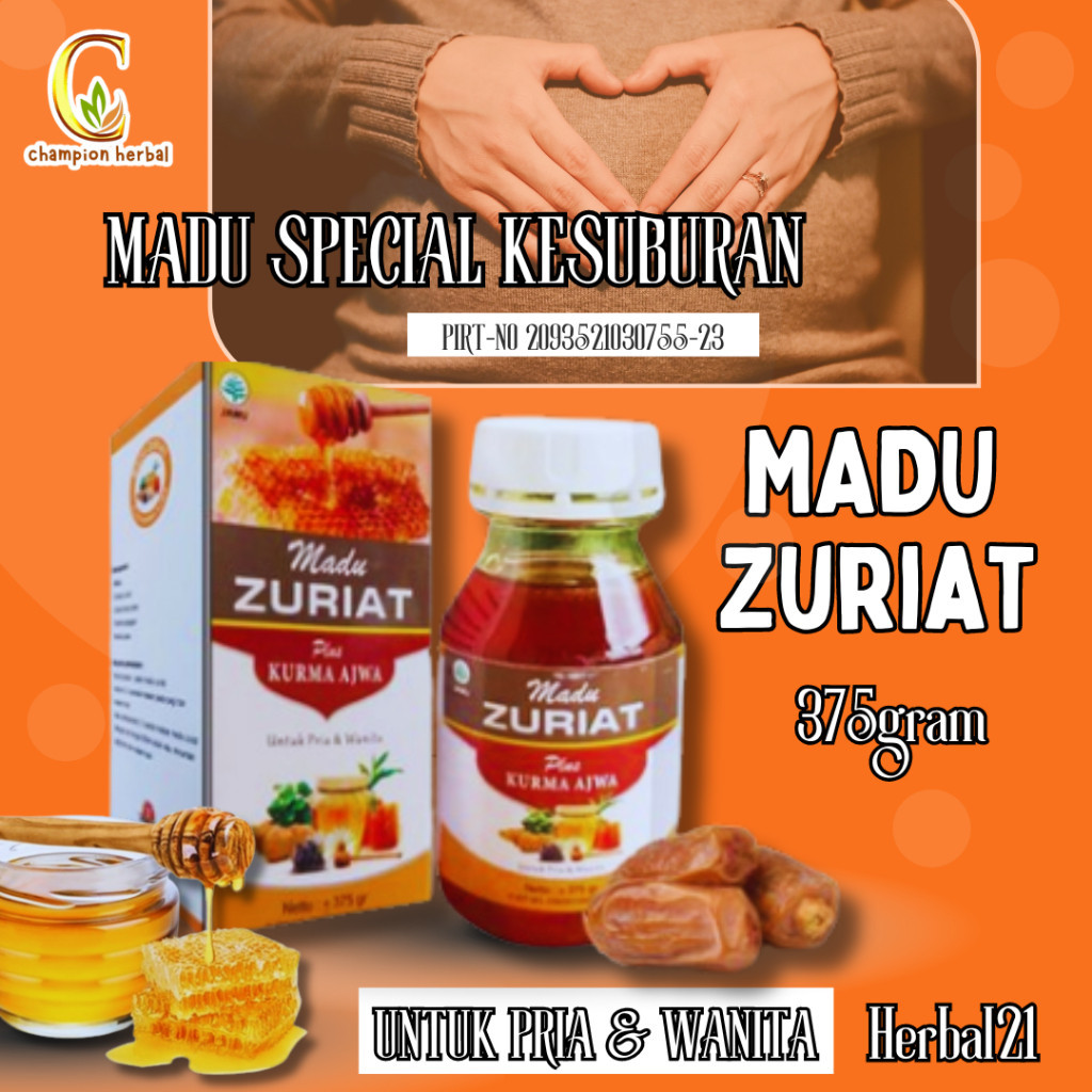 Best Promo Madu Promil, Madu Zuriat plus kurma ajwa Herbal 21 suplemen kesuburan 375 gr by My-Bee He