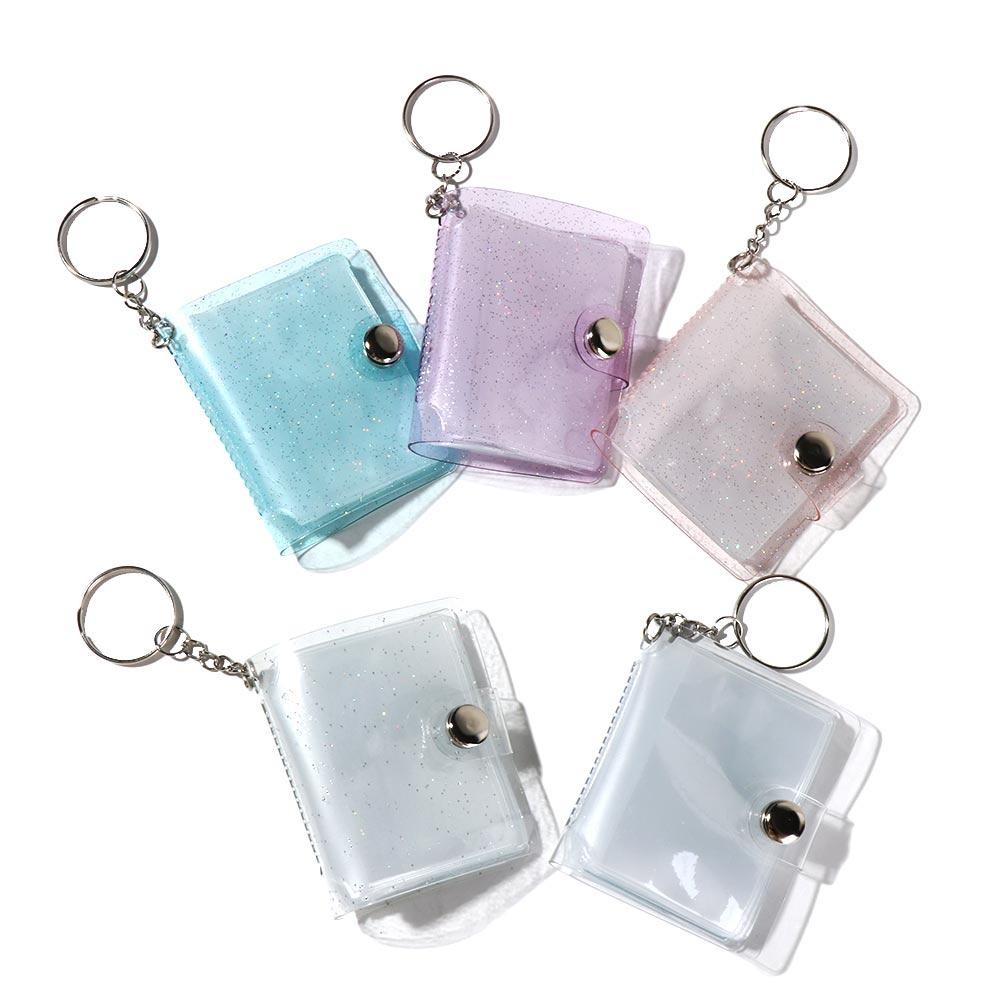 

Mini Photo Album 1/2 Inch Storage Photo Card Holder Portable Pocket PVC Album with Keychain Backpack Hanging