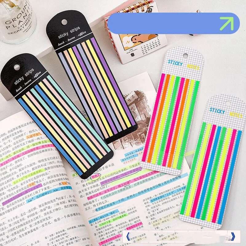 

1 Piece Lytwtw's Cute Very Thin Strip PET Sticky Notes Adhesive Office School Supplies Stationery Memo Pad Index Notepad