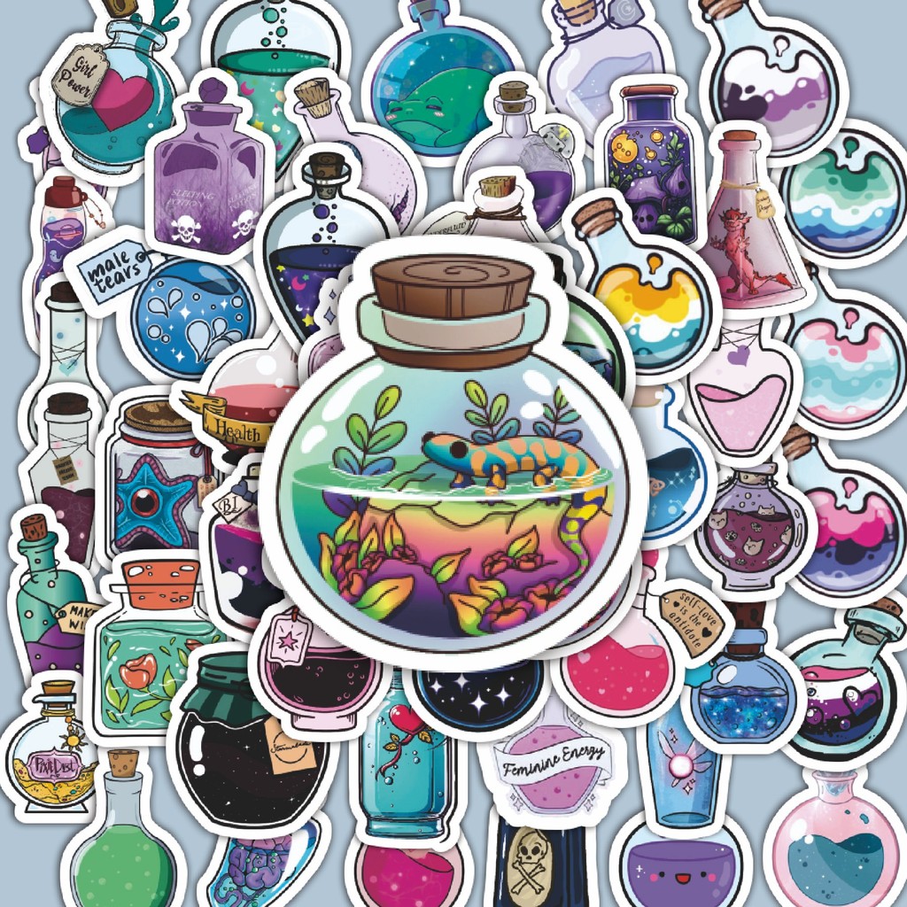 

100PCS Lucu Stiker Magic Bottle Series [Seri Botol Ajaib] Stiker Aesthetic Stiker Anti Air Stikers Berperekat Waterproof sticker decal buat Motor Helm Buku Journal Koper Casing HP Laptop Botol Minum Hadiah anak