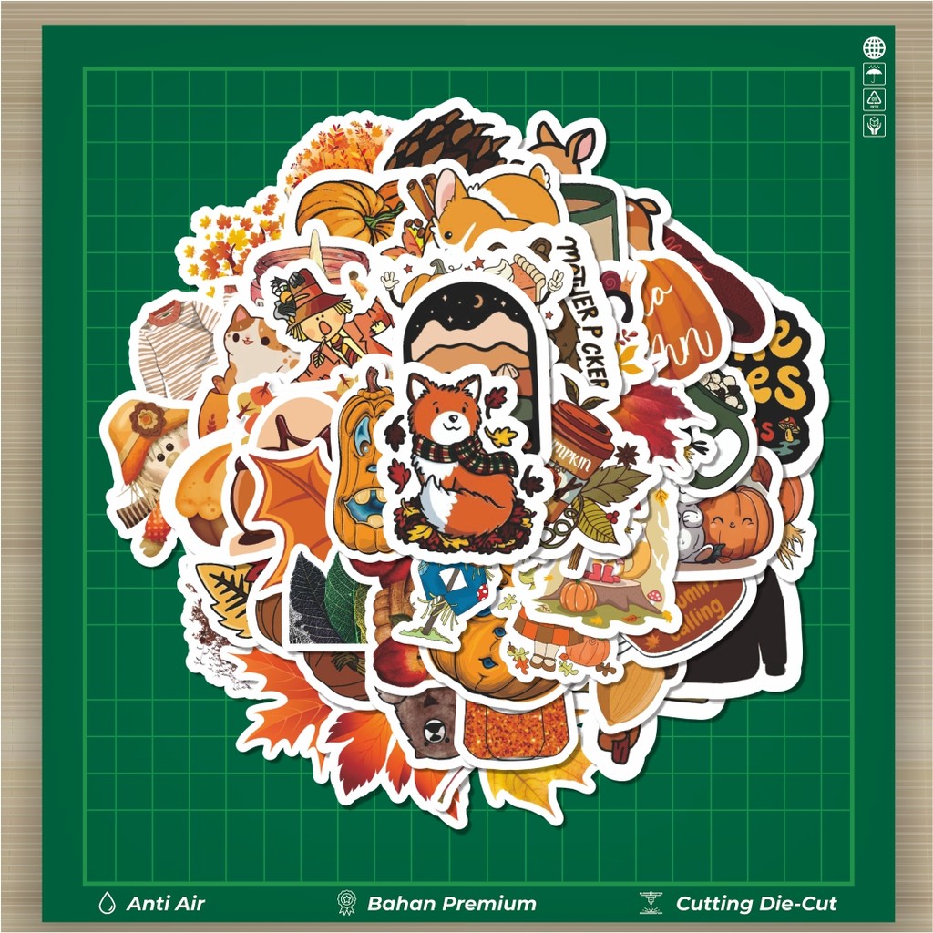 

HOT 50 PCS STIKER Stiker Hello Autumn Stiker Fashion Cars Decal Dingin Kartu Album Custom Vinyl Anti Air- Sticker Aesthetic Buku Journal Koper Casing HP Tablet Laptop Helm Motor Botol Minum