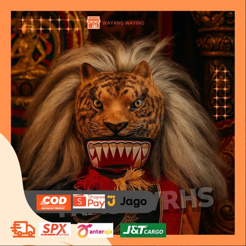 Topeng Macan Reog Ponorogo Bahan Kulit Asli Variasi Macan Coklat ww