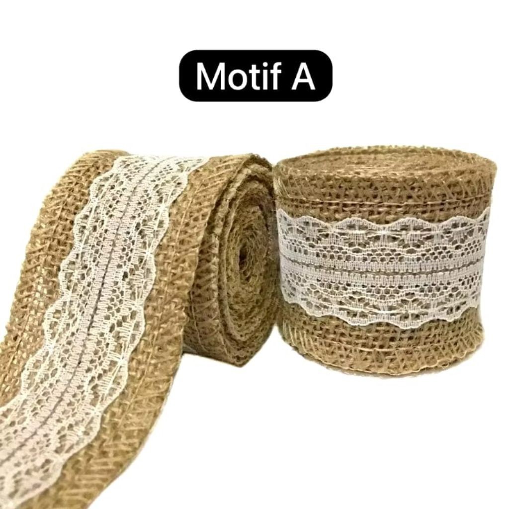 

1 Meter - Pita Goni Renda Lebar 5 cm | Pita Rami / Burlap/ Jute
