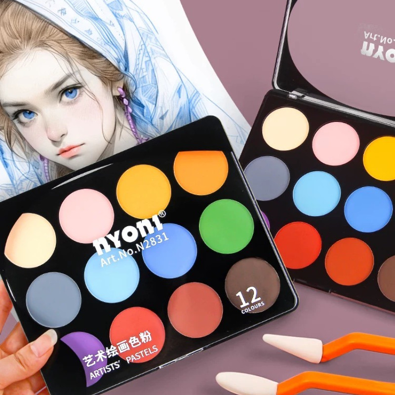 

Nyoni 12-Color Super Soft Artist Pastels In PVC Box Fine Powder For Best Results, Suitable For Painting, Drawing, Mixed Media