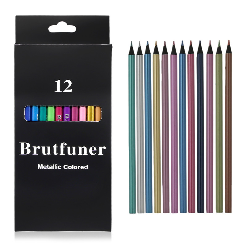 

12 Color Metallic Colored Pencils Drawing Sketching Set Painting Colour Pencils Art Supplies for Artist Coloring Pen 12pcs Set