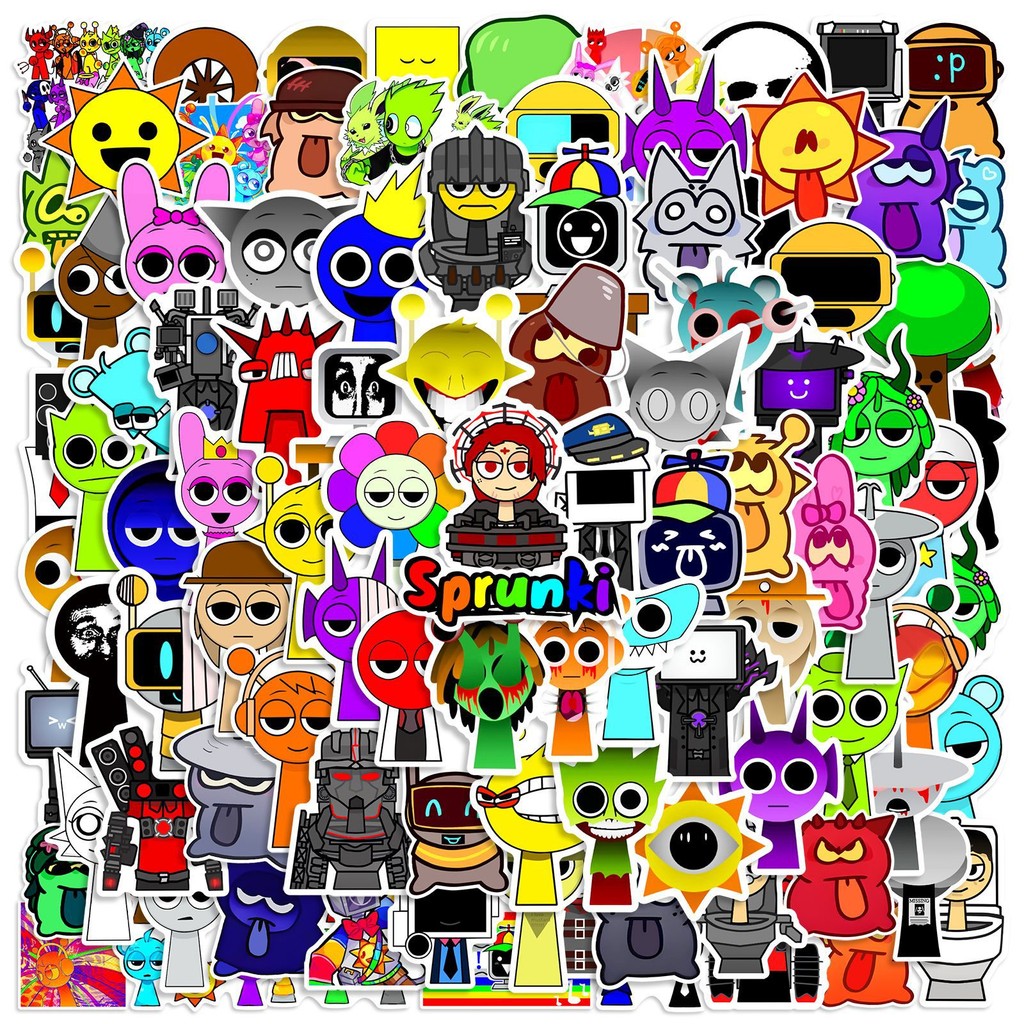 

100PCS Funny Game Incredibox Sprunki Stickers DIY Graffiti Decoration Laptop Luggage Guitar Skateboard Vinyl Decals