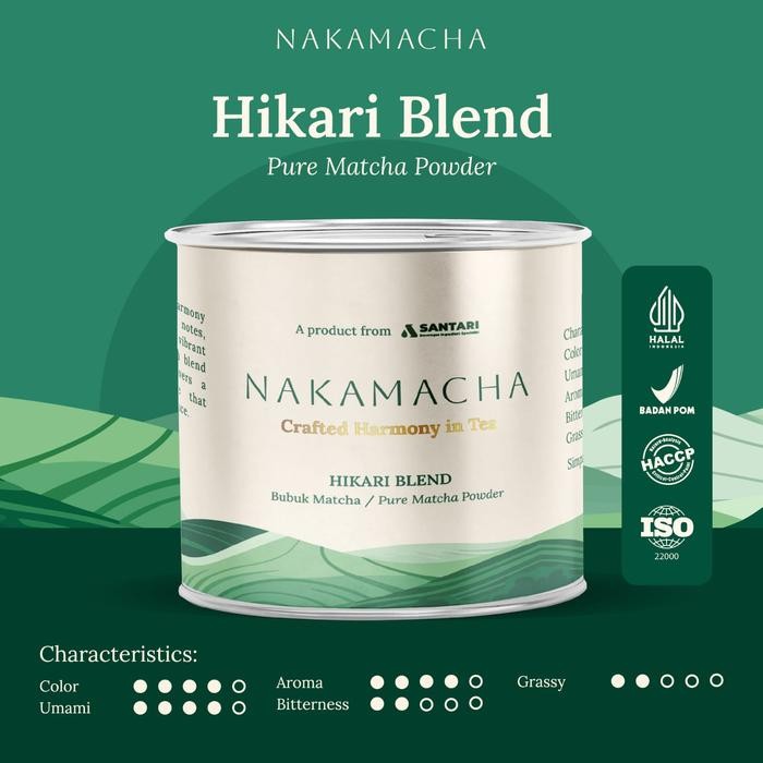 

Nakamacha Pure Matcha Powder - HIKARI Blend Mix Ceremonial & Culinary - Bubuk Minuman Matcha Premium - 100 Gram