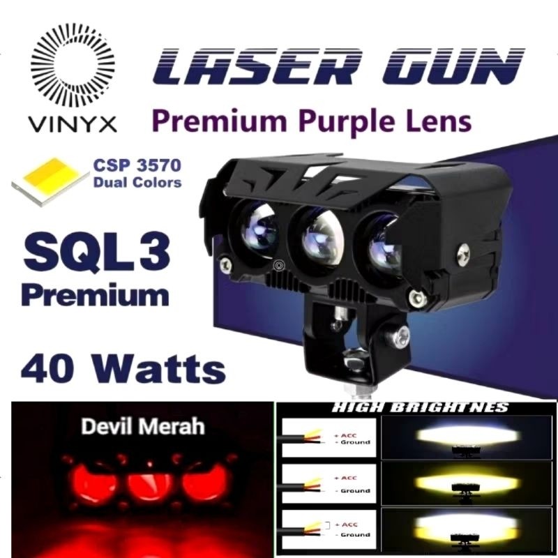 Lampu Tembak Laser SQL 3 VINYX 3 Mata Dengan Devil Eye Merah