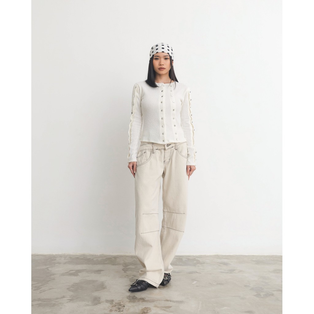 CATHA - Overstitched Double Waist Jeans