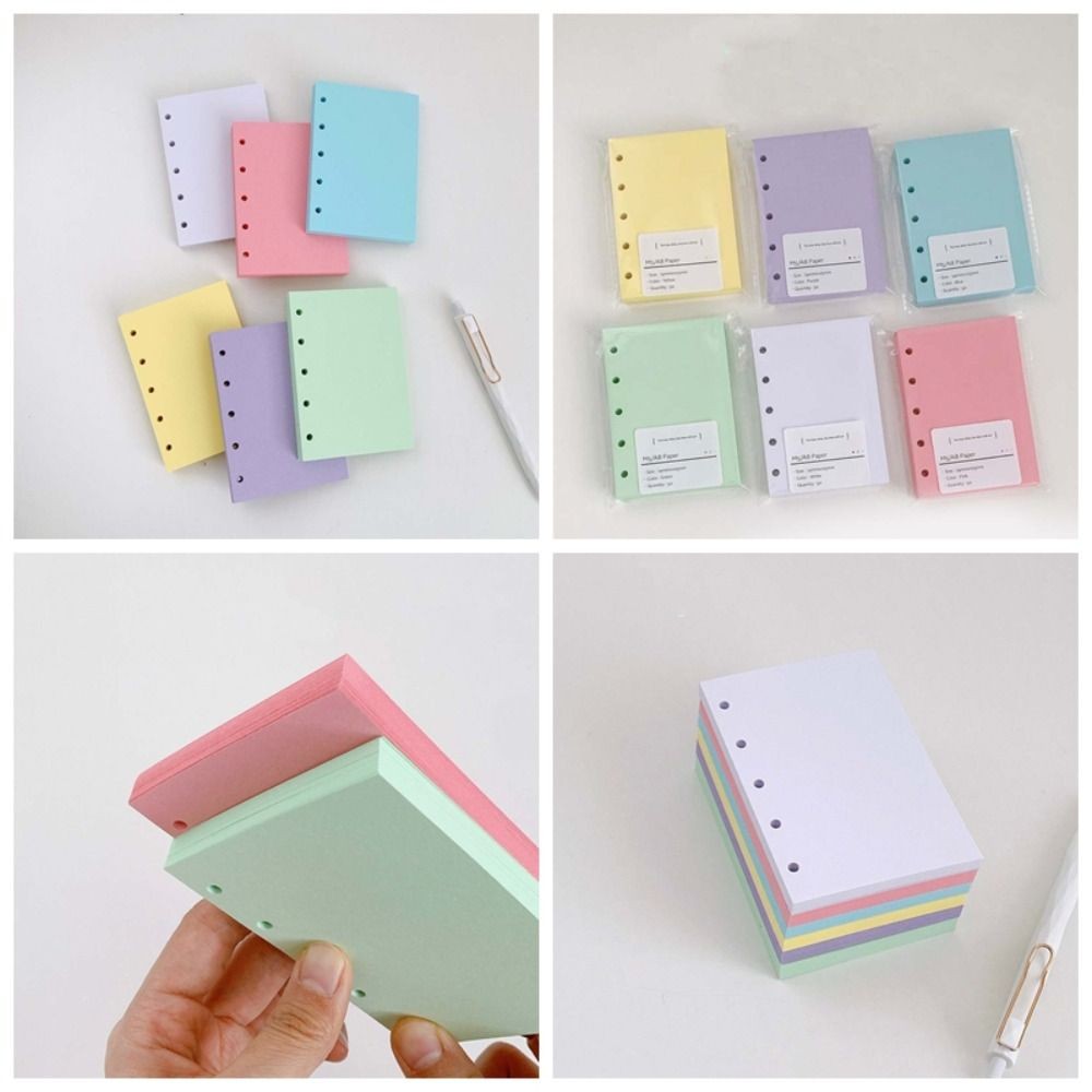 

50Sheets A8 M5 Loose Leaf Refill Paper Candy Color Inside Paper Refill Spiral Binder Inner Pages Indexing Cards