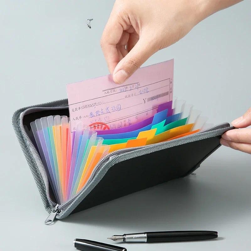 

A6 Expanding File Folder Zipper Bag Wallet Documents File Pouch Bill Expanding Folders Organizer Office Binding Supplies