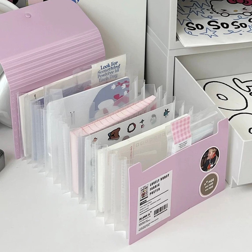 

12 Layers Statioanry Stickers Bills Cards Collect Storage Folder Book Cards Organizer Storage Book