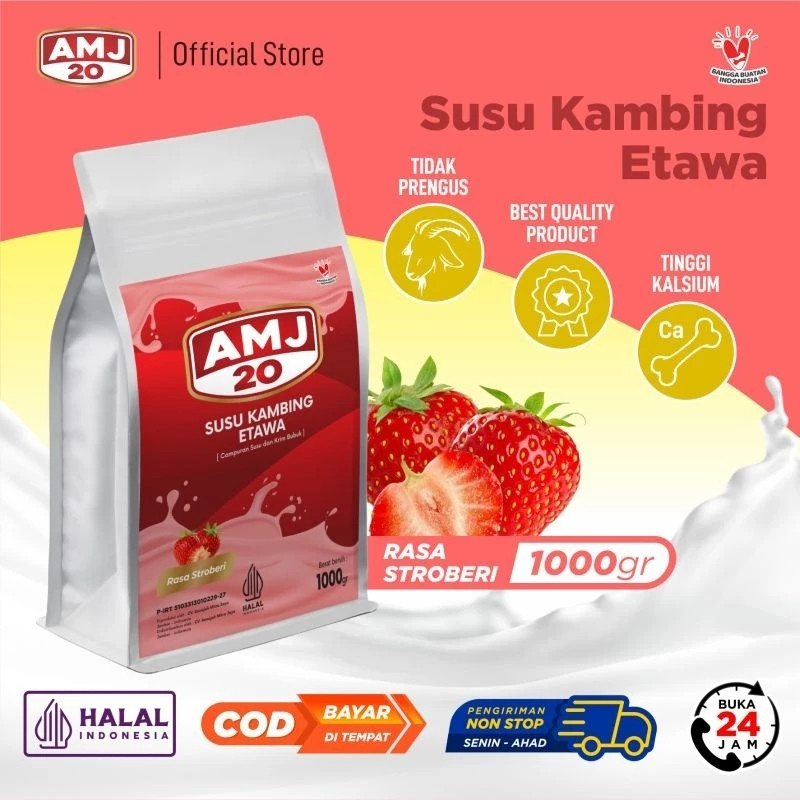 

Susu kambing etawa original AMJ 20 1kg / amj susu kambing etawa kemasan 1kg 100% asli