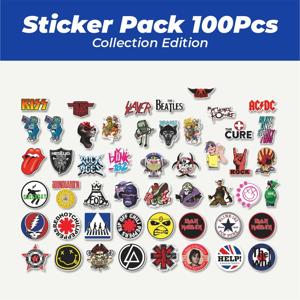 

Hot Stiker Mixed Logo Rock Band [Logo Band Rock Campuran] Lucu Anti Air Stikers Berperekat Waterproof Sticker Decal Buat Motor Helm Buku Journal Koper Casing HP Laptop Botol Minum