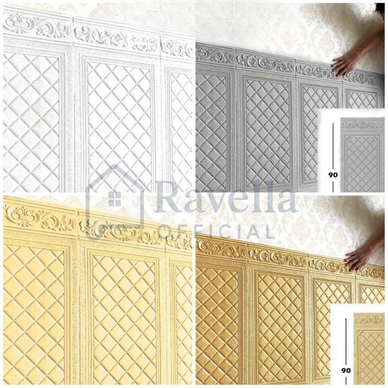 3D Foam Moulding Skirt Lis Wainscoating Pintu Kayu Jati Jendela PE Gabus Anti Air Anti Lembab Sticke