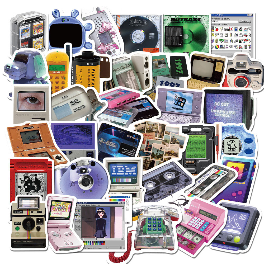 

10/30/50pcs Retro Cute Phone Computer Game Console Cartoon Stickers Laptop Skateboard Luggage Guitar Waterproof Sticker Decals