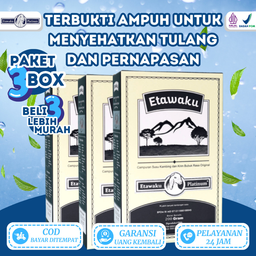 

ETAWAKU PLATINUM 100% ORIGINAL 3 BOX--Susu Kambing Etawa Murni + Krimer Bubuk yang Berkhasiat Tinggi