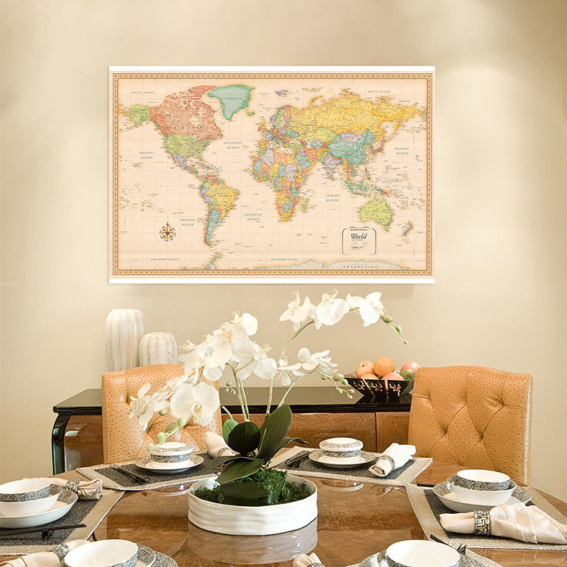 

Vintage World Map 100*70cm/59*42cm Wall Backdrop Non-woven Canvas Painting Unframed Poster and Print School Teaching Supplies