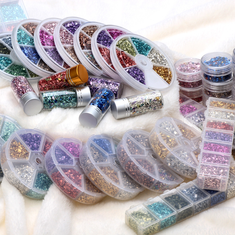 

Color Set Boxed Glass Metal Crushed Stone Filler DIY Table Decoration Cake Fruit Coaster Filling Decorative Epoxy Resin Mold