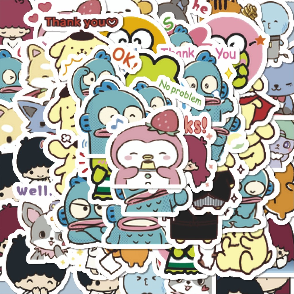 

100PCS Lucu Stiker Kartun Sanrio Kawaii Character Mixed Series Stiker Aesthetic Stiker Anti Air Stikers Berperekat Waterproof sticker decal buat Motor Helm Buku Journal Koper Casing HP Laptop Botol Minum Hadiah anak