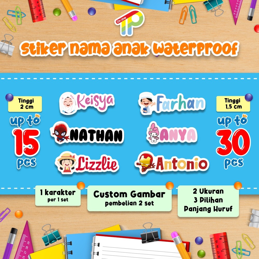 

Stiker Label Nama Anak Waterproof Murah Custom
