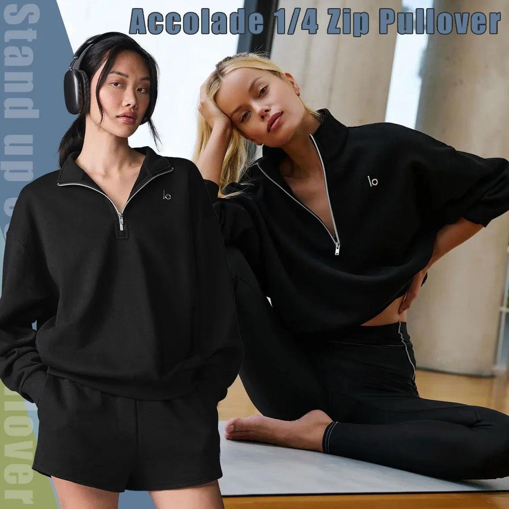 Women Yoga Exercise Accolade 1/4 Zip Pullover Outdoor Leisure Stanng Collar Pullover Women Coat and 