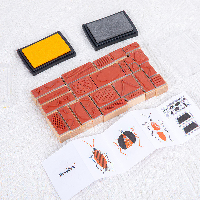 

Kids Stamp Montessori Toys DIY Insect Stamp Educational Toys For Children Funny Painting Montessori Materials Drawing Toys Set