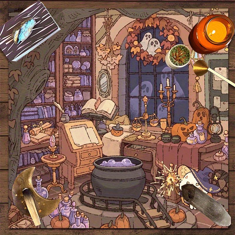 

Mystical Ghost Tarot Tablecloth – Halloween & Divination Design, Premium Polyester for Parties & Gifts