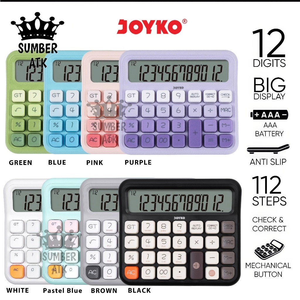 

Calculator Kalkulator Joyko CC-63ACO CC-63BCO CC-63DCO 12 Digits Check & Correct
