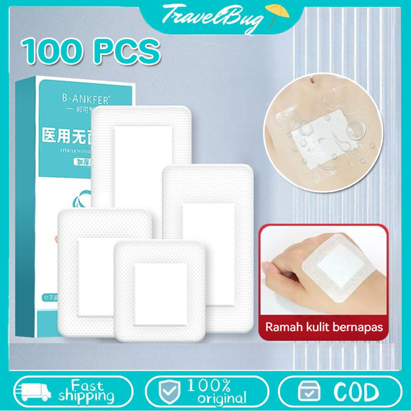 100PCS  Anti Air Waterproof Band-Aids Plester Luka Medis Transparan Hemostatik Tahan Air Breathable 