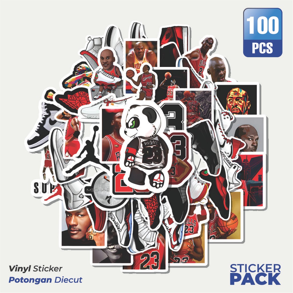 

Super Hemat! 100 PCS Stiker Michael Jordan Waterproof Aesthetic- Untuk Laptop, Motor, dan Helm - Paper Stationery Pack