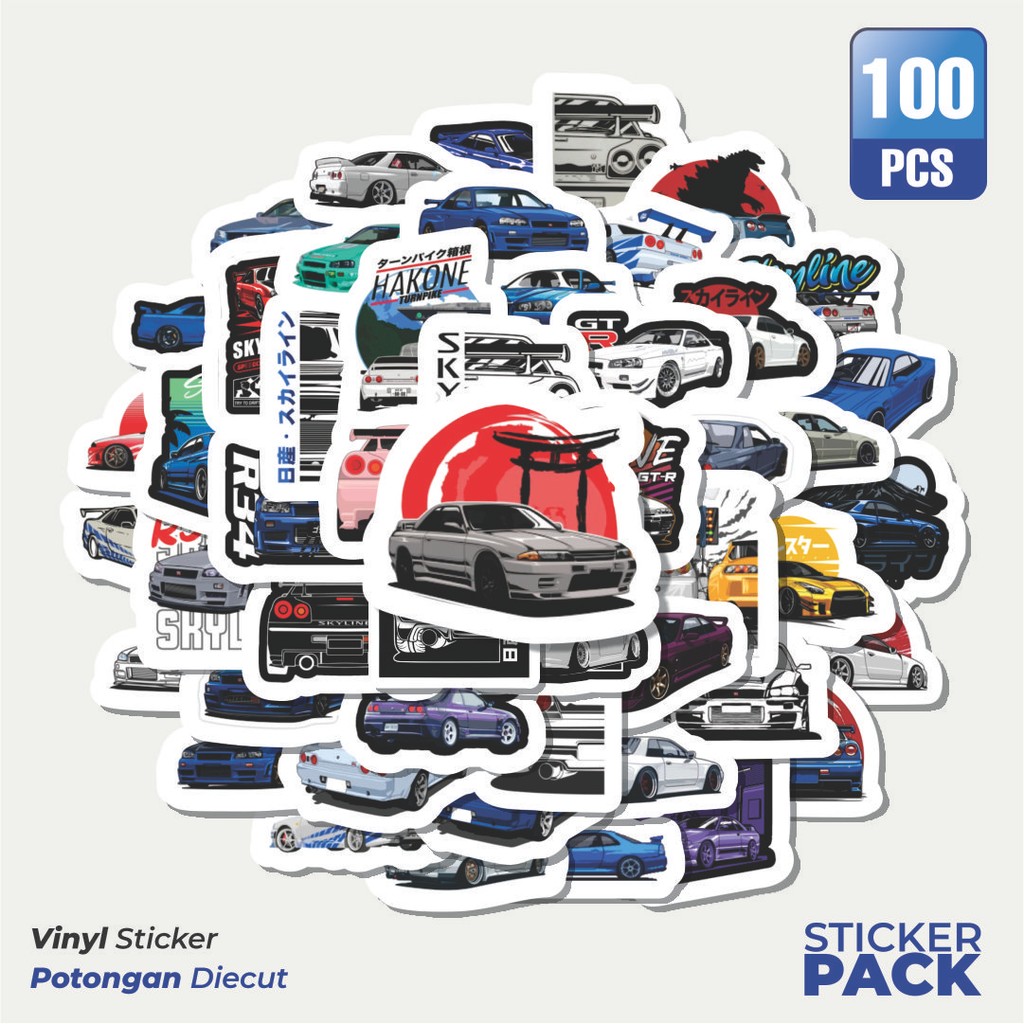 

Super Hemat! 100 PCS Stiker Skyline GTR Super Car Waterproof Aesthetic- Untuk Laptop, Motor, dan Helm - Paper Stationery Pack