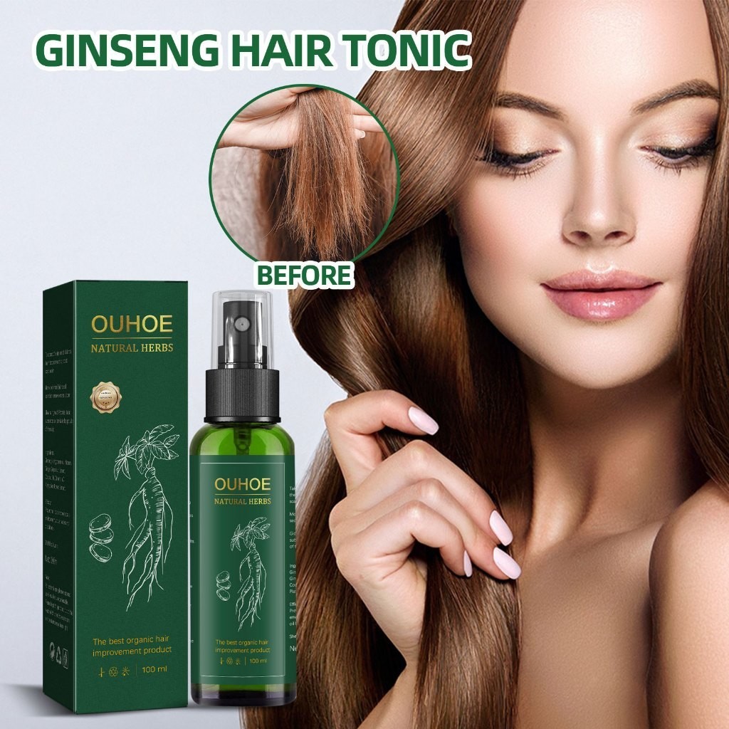OUHOE Hair Tonic Ginseng Penumbuh Rambut 100ml Serum Penumbuh Rambut Ginseng Serum Penumbuh Rambut C