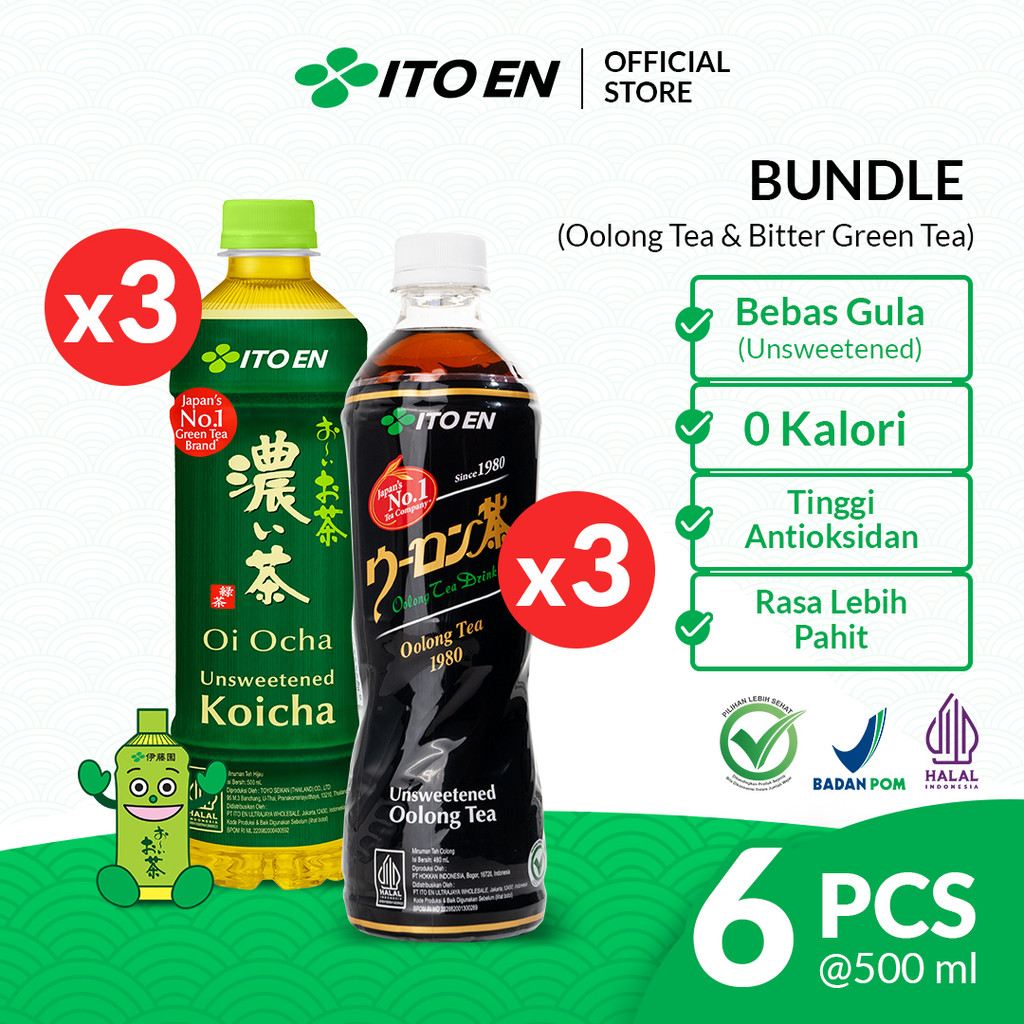 

ITO EN Paket Koicha 500 ml 3 Pcs & Oolong 500 ml 3 Pcs - Bundle Mix Teh Hijau Jepang Tanpa Gula