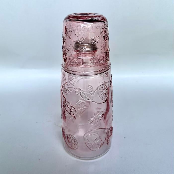 Botol air minum juice sirup kaca warna Ronan 1,1 liter tutup aluminum dengan gelas kaca - Merah