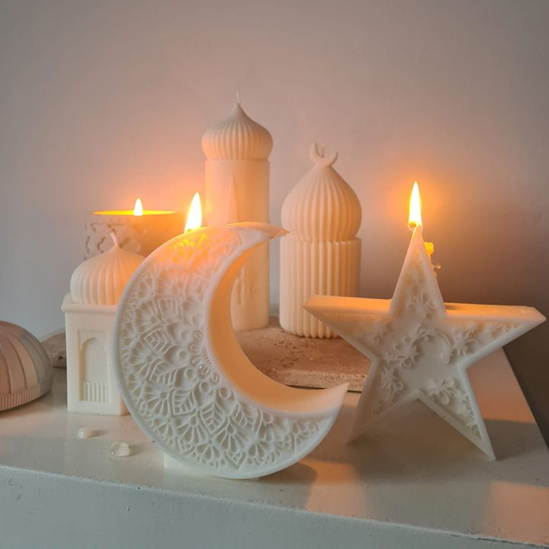 

Handmade Aroma Candle Resin Silicone Mold Islam Muslim Ramadan Decoration Eid Mubarak Ramadan Moon Star Candle Mold