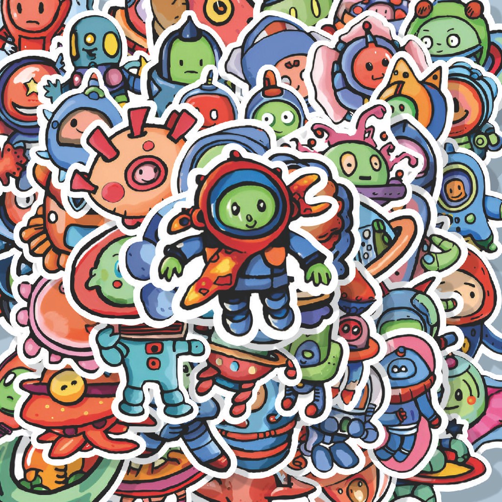 

100PCS Lucu Stiker Alien Exquisite Stiker Aesthetic Stiker Anti Air Stikers Berperekat Waterproof sticker decal buat Motor Helm Buku Journal Koper Casing HP Laptop Botol Minum Hadiah anak
